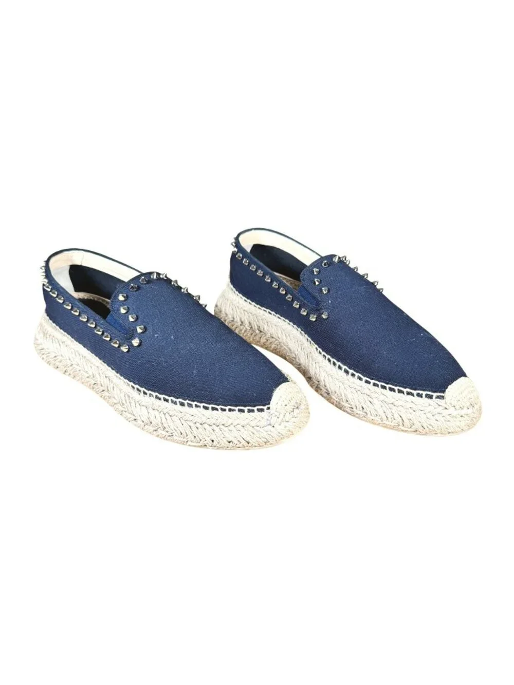 Christian Louboutin Espaboat Obscur Black Espadrille Spiked Shoes EU 42 US 12